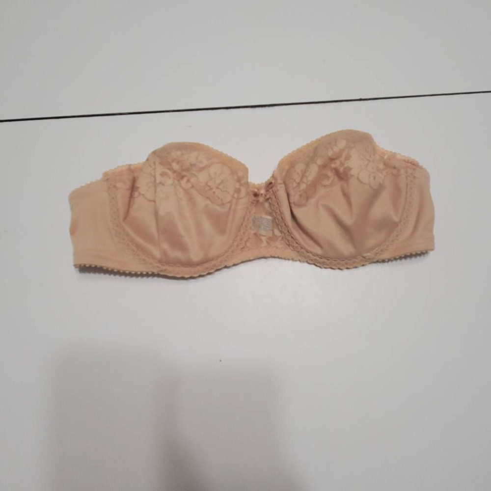 Maidenform Womens Strapless Bra Beige Underwire Lace Hook And Eye 36 B
